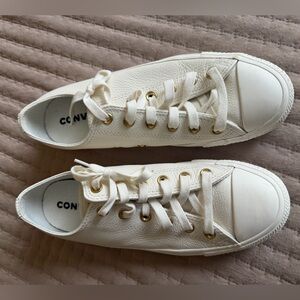 Converse Cream Low-Top Sneakers with Gold Accents